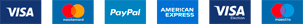 Visa, Mastercard, PayPal, American Express, Visa Electron, Maestro