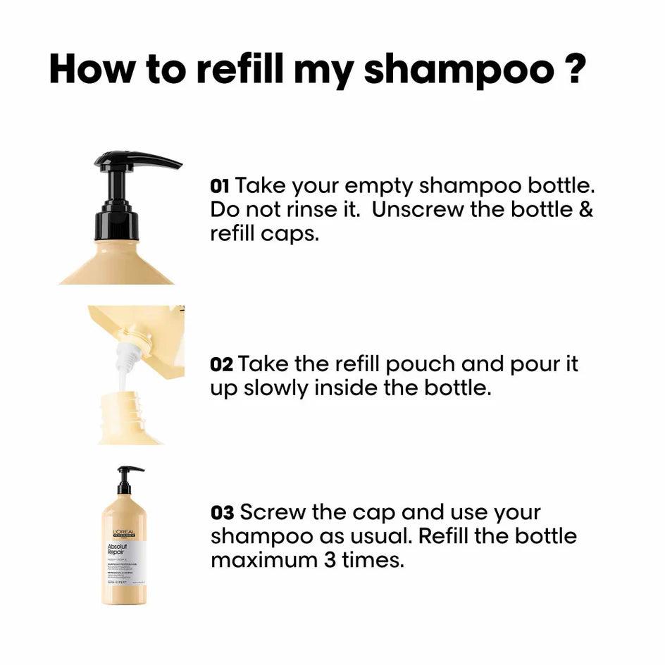 L'Oreal Professionnel Serie Expert Absolut Repair Protein + Gold Quinoa Instant Resurfacing Shampoo Refill Pouch 1000ml – view 4