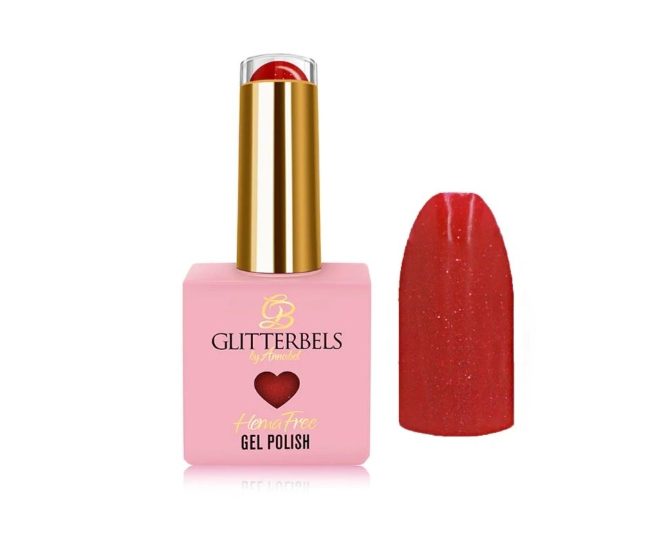 Glitterbels Hema Free Gel Polish Hot Red Sparkle 8ml – gel polish by Glitterbels