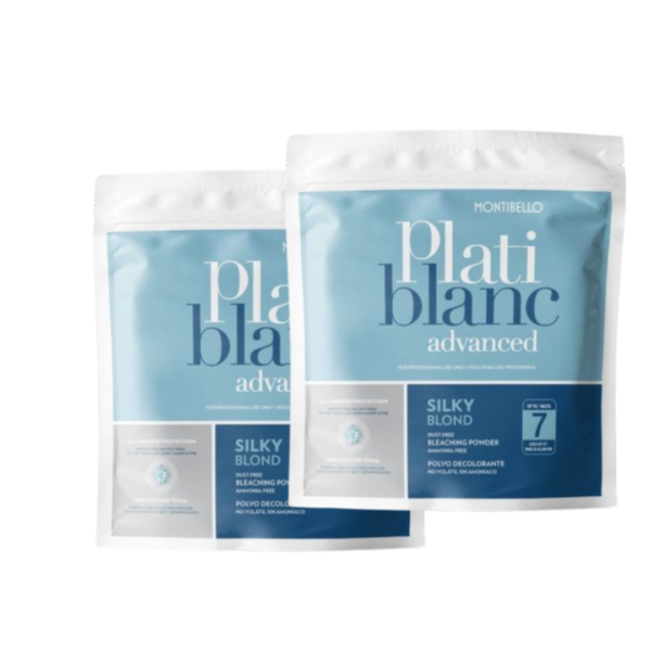 Montibello Plati Blanc Advanced Silky Blond Dust-Free Bleaching Powder 500g x 2 Twin Pack