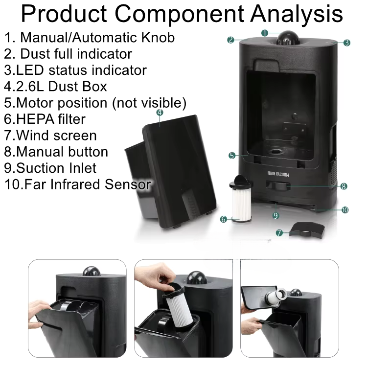 Original Hair Dustbin Automatic Vacuum Cleaner for Hair Salons – view 4